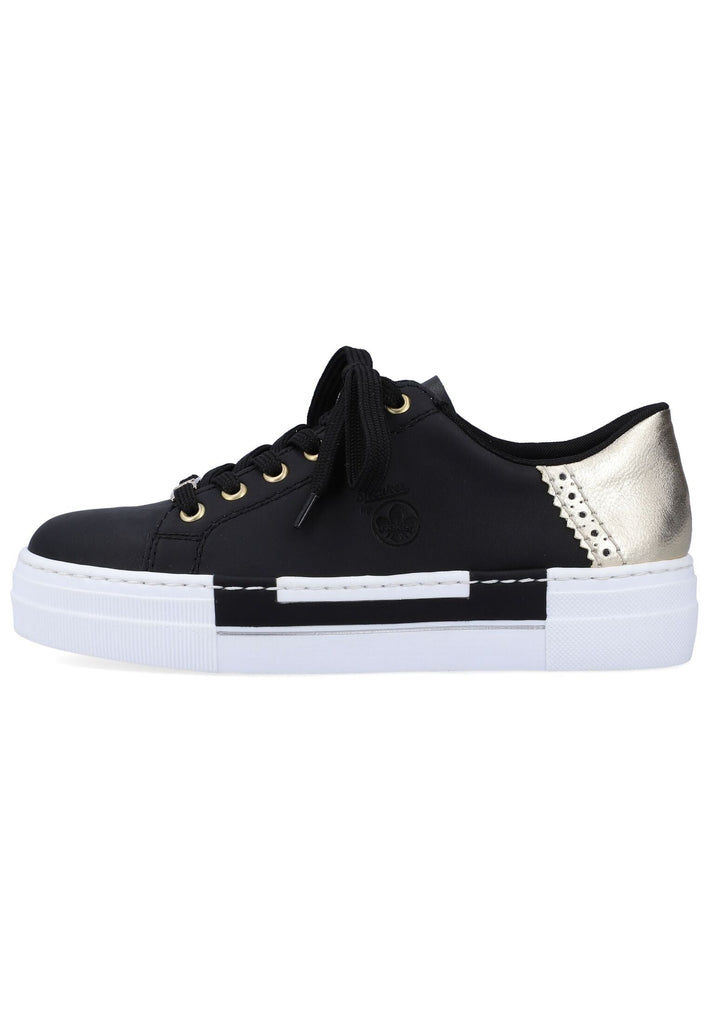 Rieker Sneaker Lederimitat Schwarz/Gold