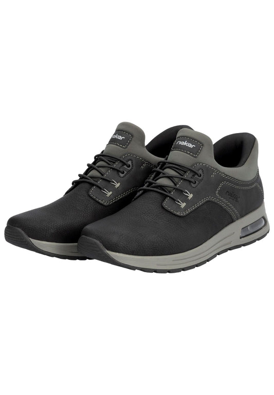 Rieker Sneaker Lederimitat Schwarz/Grau