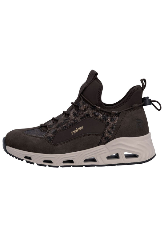 Rieker Sneaker Lederimitat Schwarz/Grau