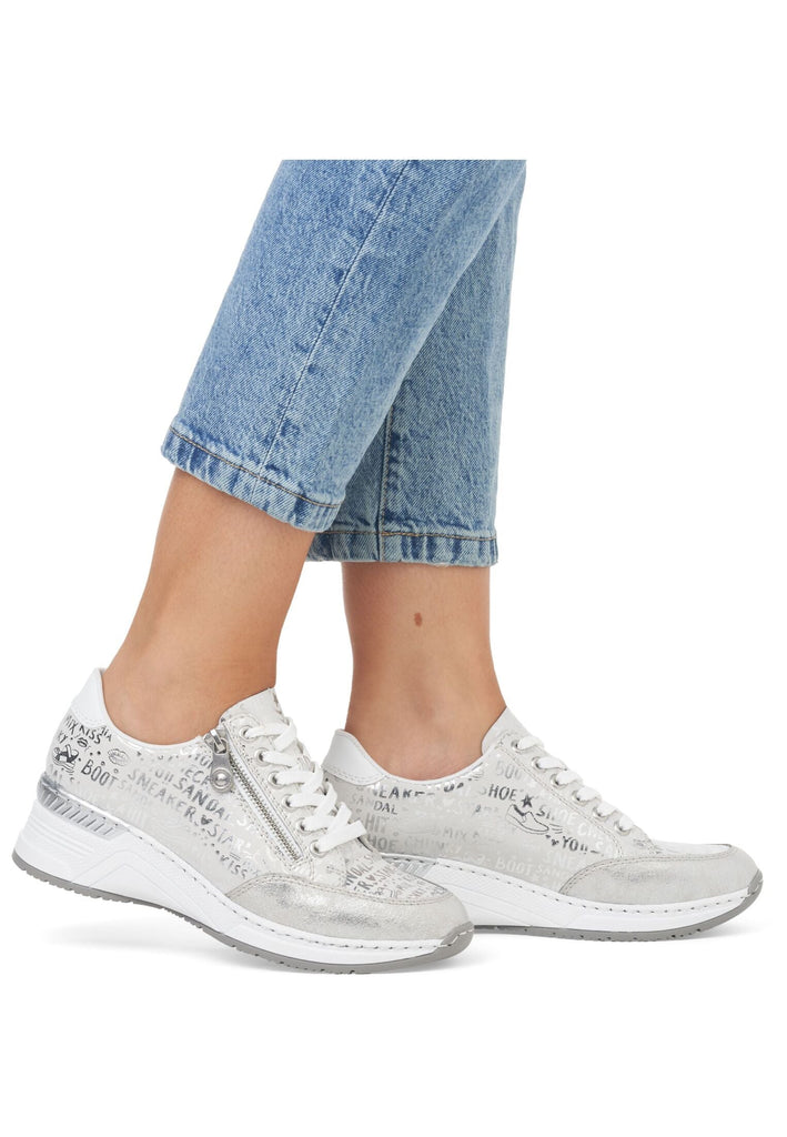 Rieker Sneaker Lederimitat Silber/Weiß