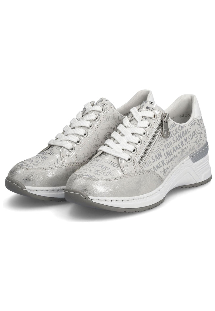 Rieker Sneaker Lederimitat Silber/Weiß