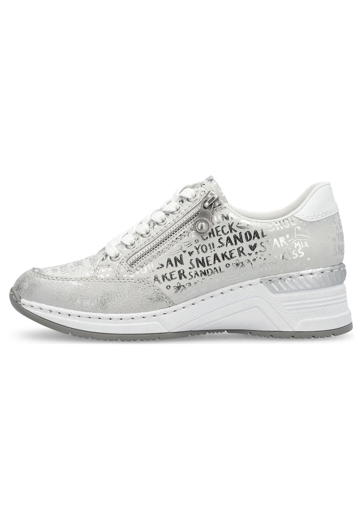 Rieker Sneaker Lederimitat Silber/Weiß
