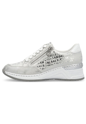 Rieker Sneaker Lederimitat Silber/Weiß