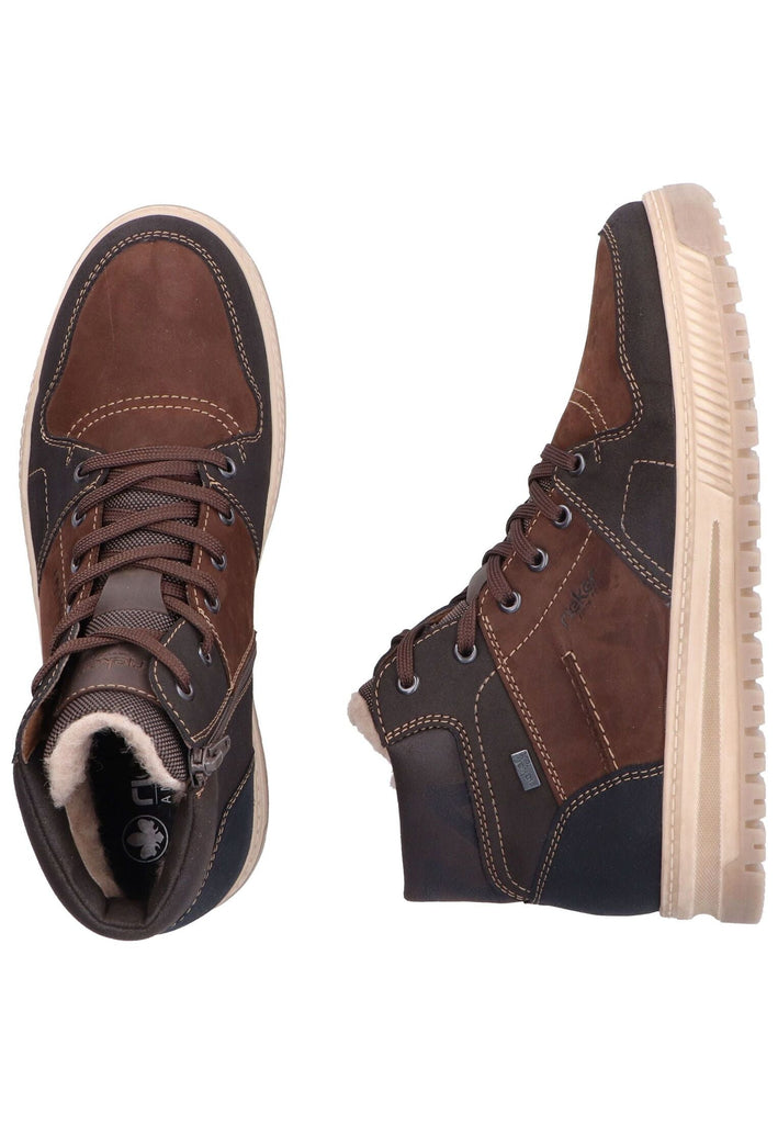 Rieker Sneaker Lederimitat/Textil Schwarz/Braun Warmfutter