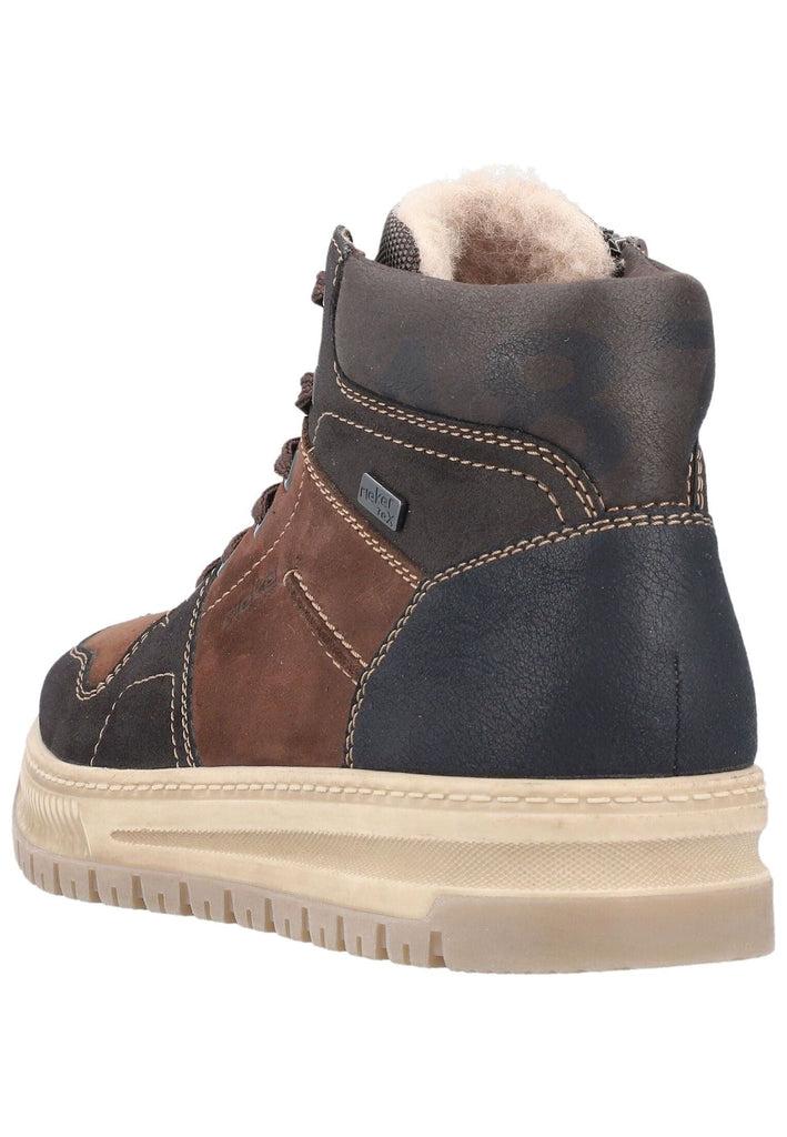 Rieker Sneaker Lederimitat/Textil Schwarz/Braun Warmfutter