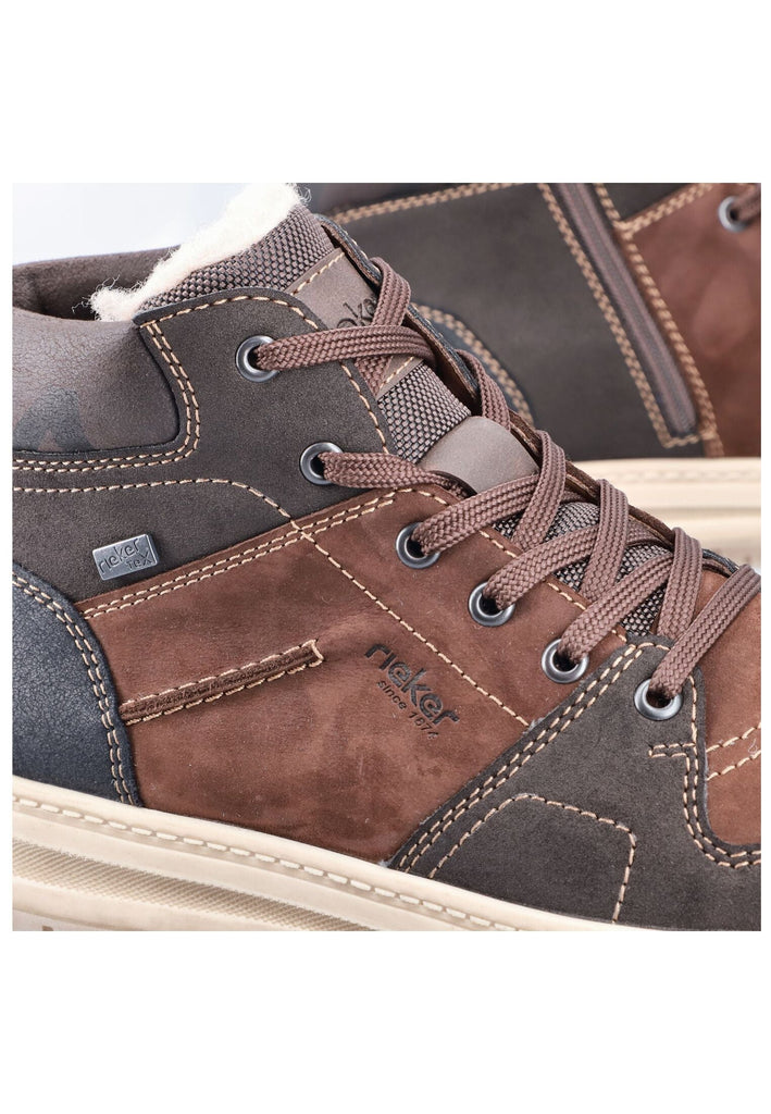 Rieker Sneaker Lederimitat/Textil Schwarz/Braun Warmfutter