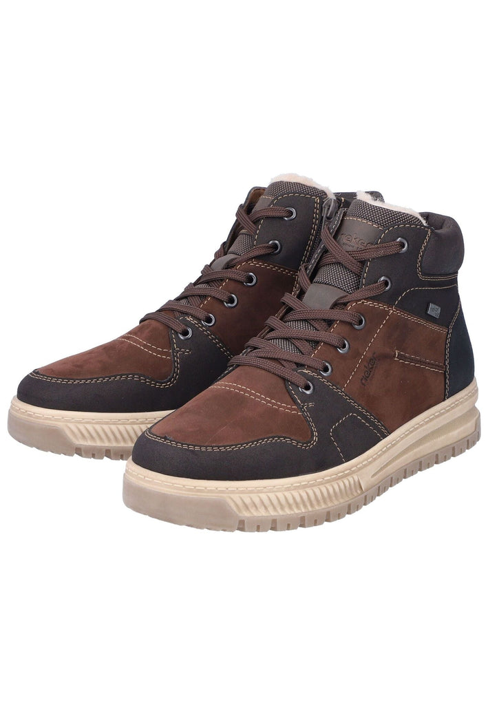 Rieker Sneaker Lederimitat/Textil Schwarz/Braun Warmfutter