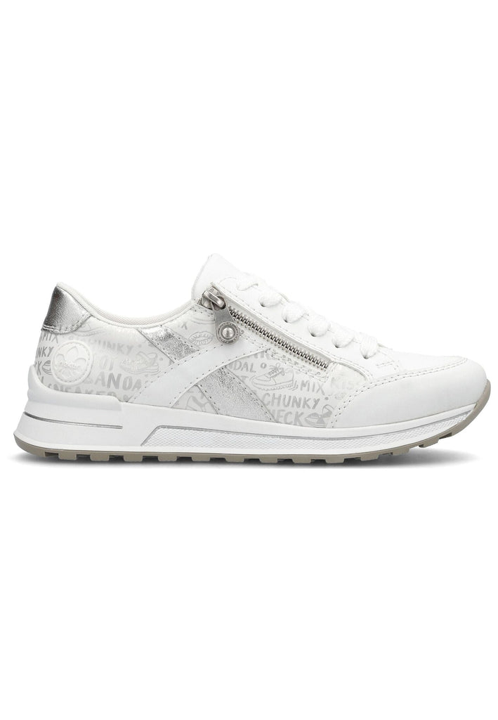 Rieker Sneaker Lederimitat Weiß/Silber