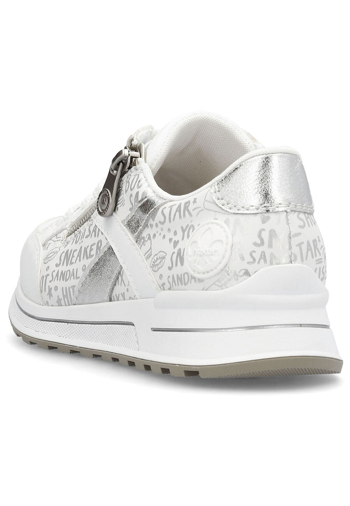 Rieker Sneaker Lederimitat Weiß/Silber