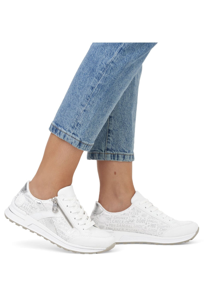 Rieker Sneaker Lederimitat Weiß/Silber