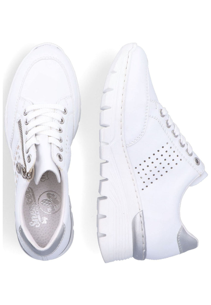 Rieker Sneaker Lederimitat Weiß/Silber