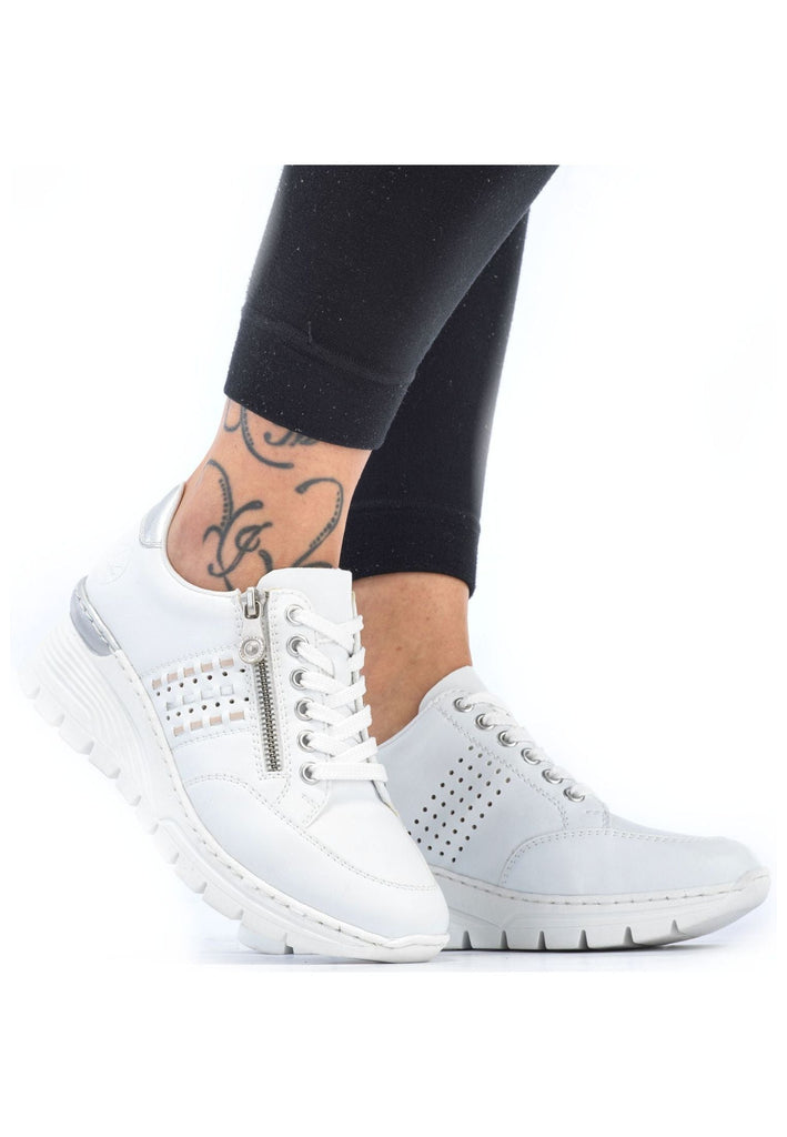 Rieker Sneaker Lederimitat Weiß/Silber