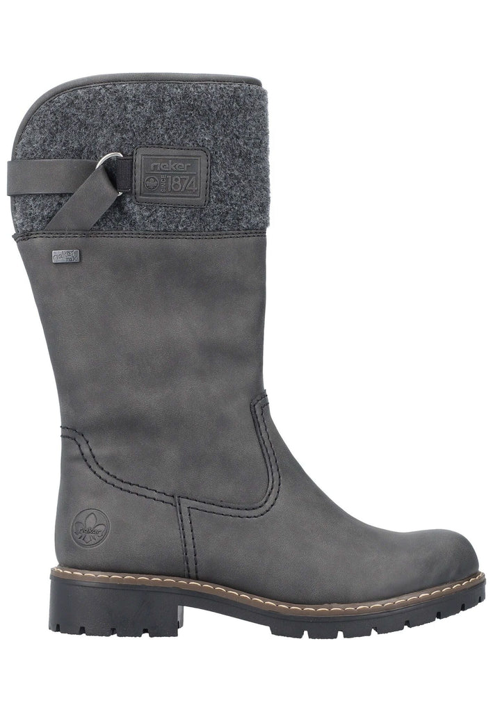 Rieker Stiefel Lederimitat Anthrazit Warmfutter