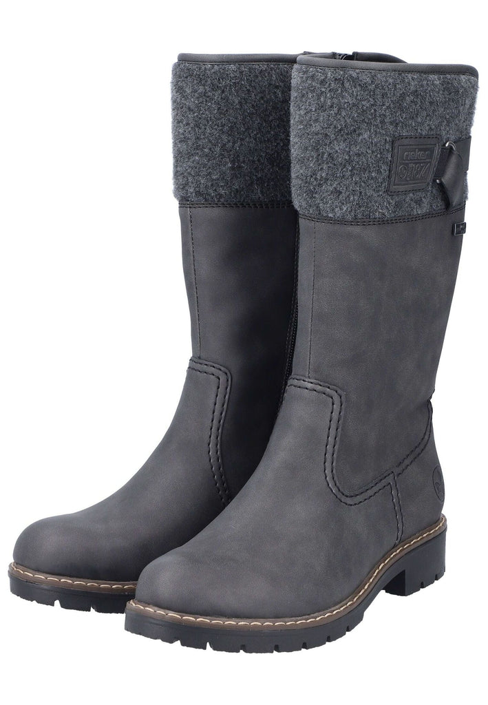 Rieker Stiefel Lederimitat Anthrazit Warmfutter
