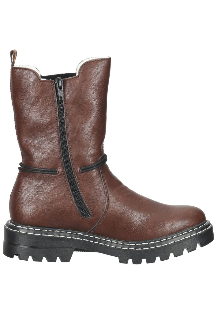 Rieker Stiefel Lederimitat Dunkelbraun Warmfutter