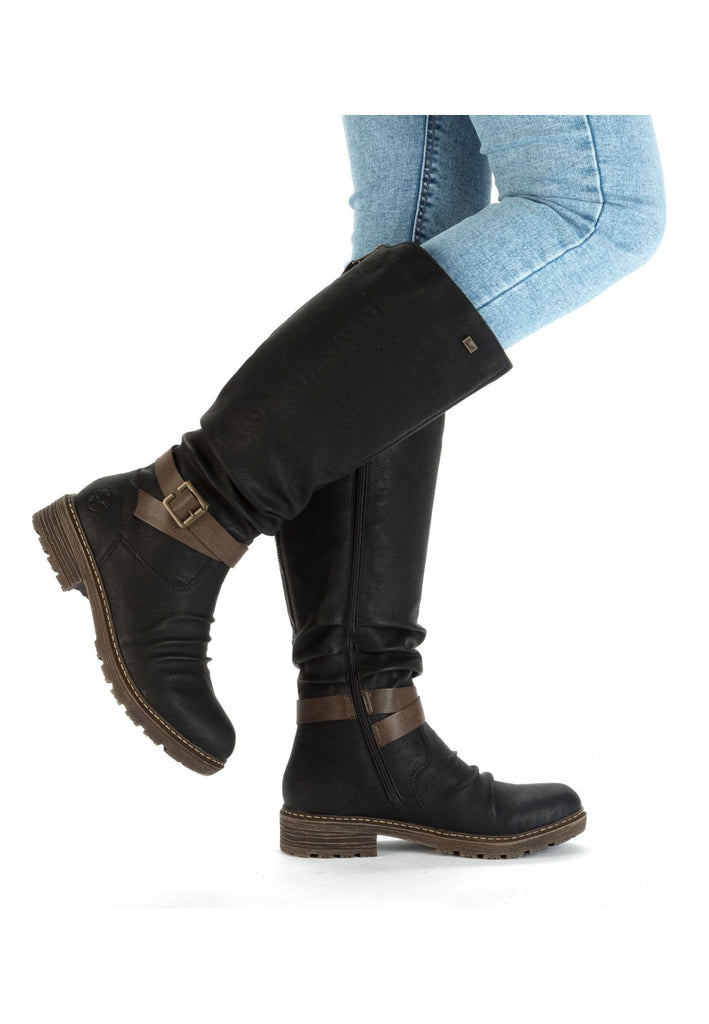 Rieker Stiefel Lederimitat Schwarz/Braun