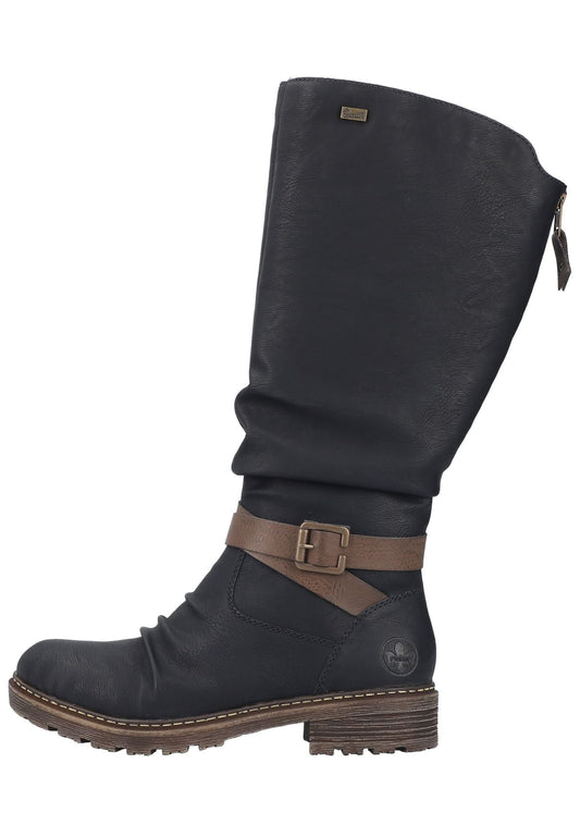 Rieker Stiefel Lederimitat Schwarz/Braun