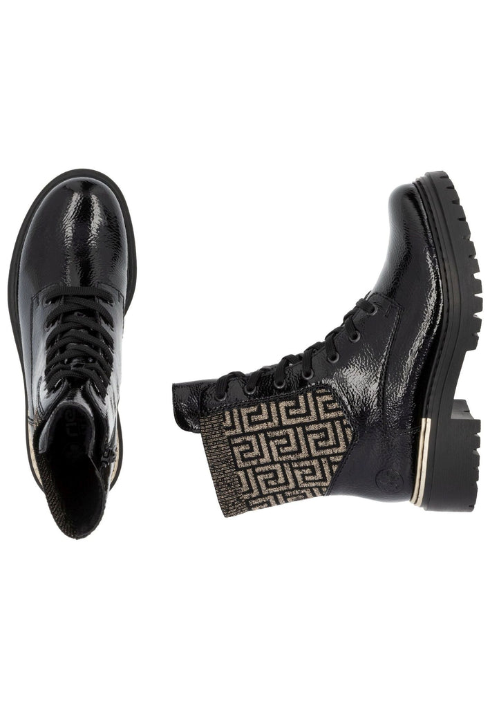 Rieker Stiefel Lederimitat Schwarz/Gold