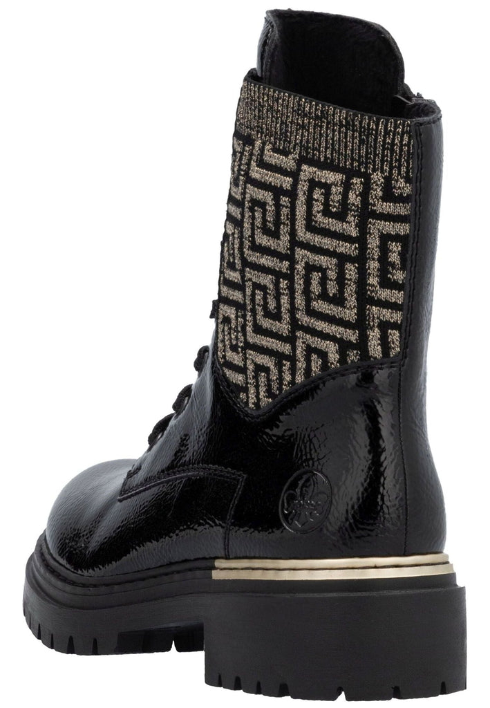 Rieker Stiefel Lederimitat Schwarz/Gold