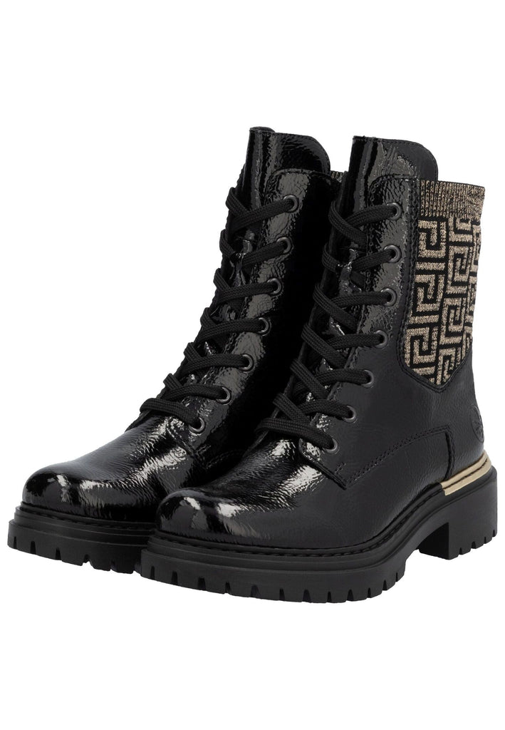 Rieker Stiefel Lederimitat Schwarz/Gold