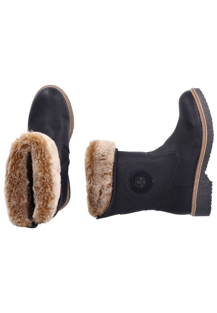 Rieker Stiefel Lederimitat Schwarz Warmfutter