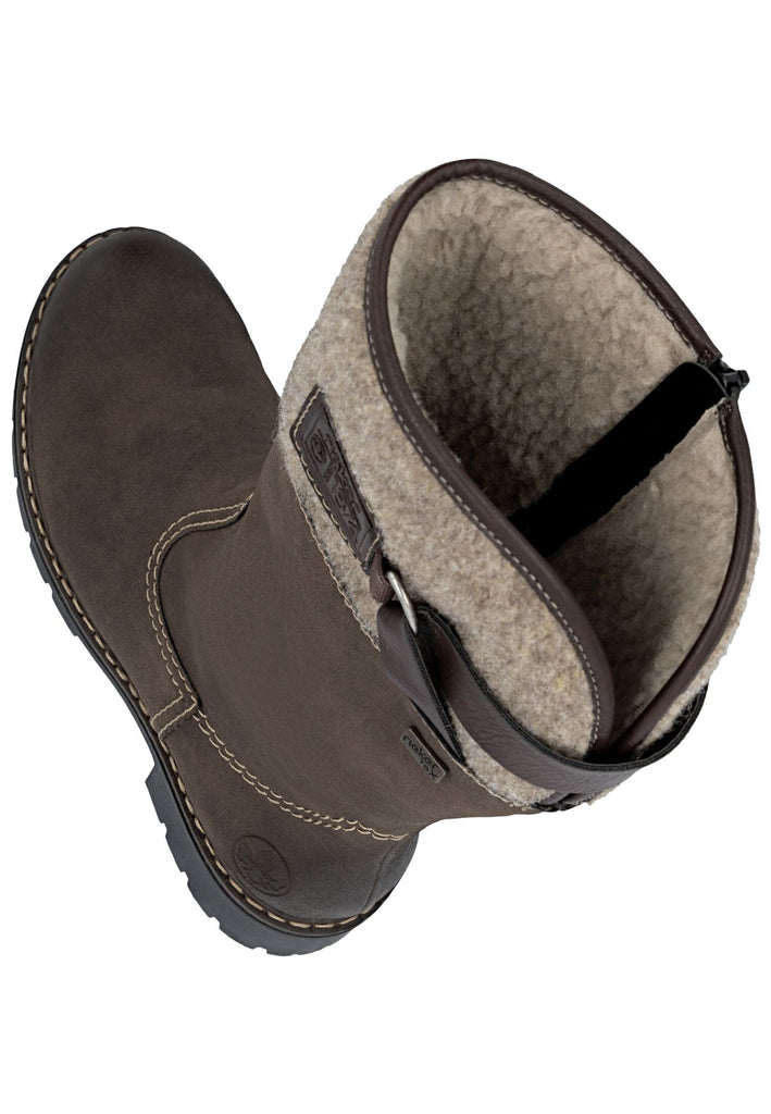 Rieker Stiefel Lederimitat Tabak Warmfutter