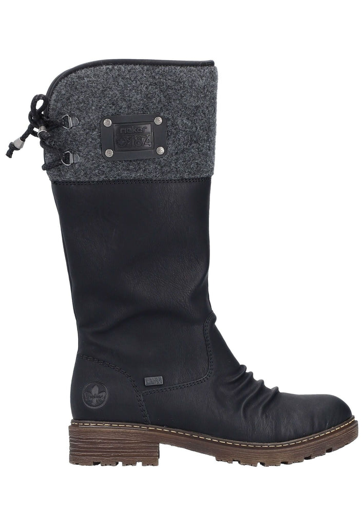 Rieker Stiefel Lederimitat/Textil Schwarz/Grau