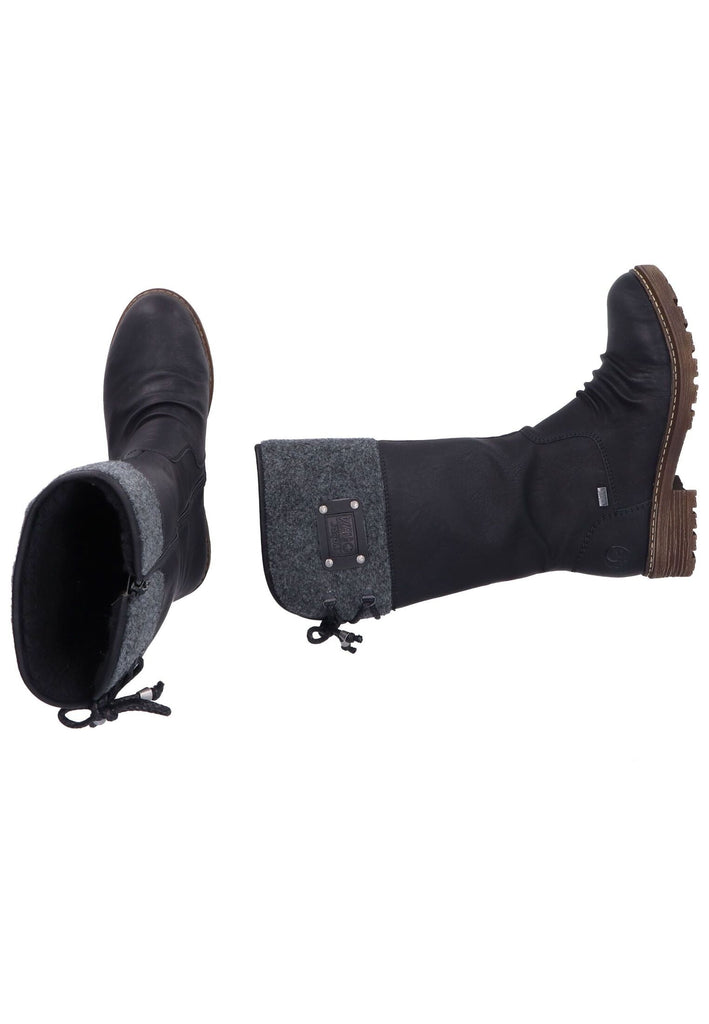 Rieker Stiefel Lederimitat/Textil Schwarz/Grau
