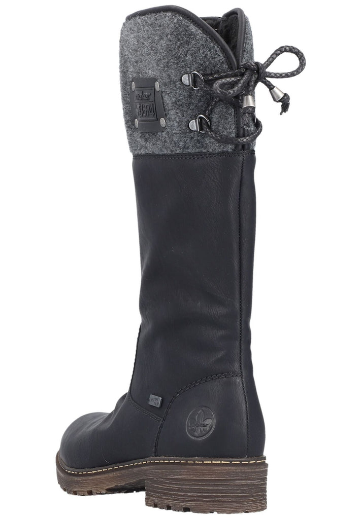 Rieker Stiefel Lederimitat/Textil Schwarz/Grau