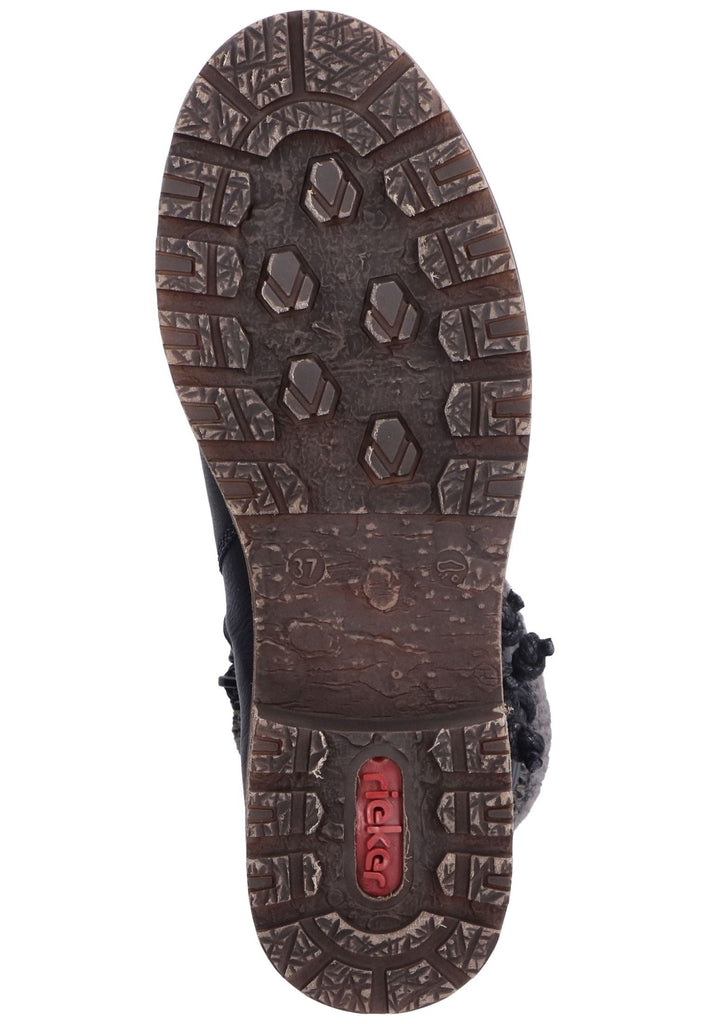 Rieker Stiefel Lederimitat/Textil Schwarz/Grau