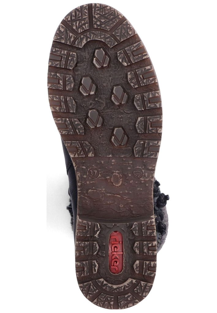 Rieker Stiefel Lederimitat/Textil Schwarz/Grau