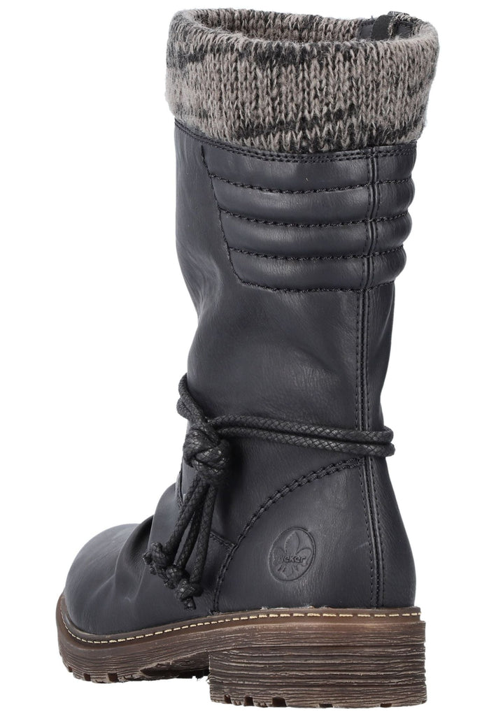 Rieker Stiefel Lederimitat/Textil Schwarz/Grau