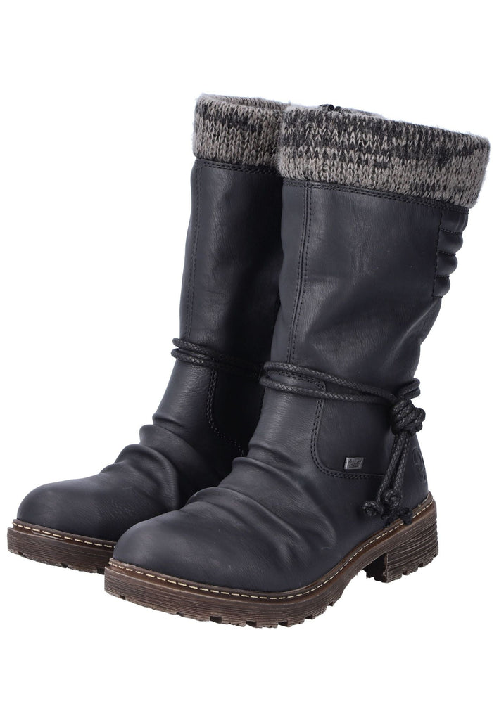 Rieker Stiefel Lederimitat/Textil Schwarz/Grau