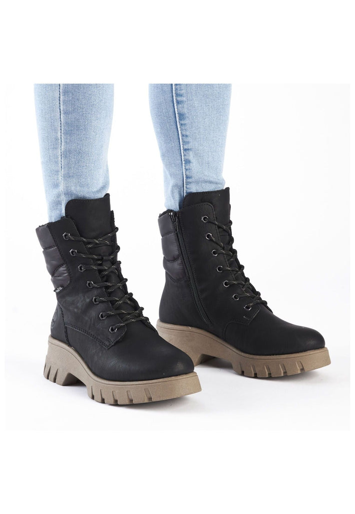 Rieker Stiefel Lederimitat/Textil Schwarz Warmfutter