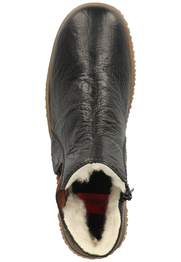 Rieker Stiefelette Leder Schwarz/Braun Warmfutter