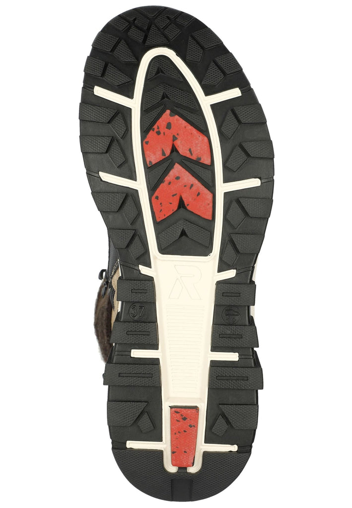 Rieker Stiefelette Leder/Textil Braun/Schwarz