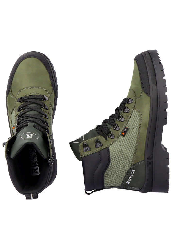 Rieker Stiefelette Leder/Textil Grün/Schwarz
