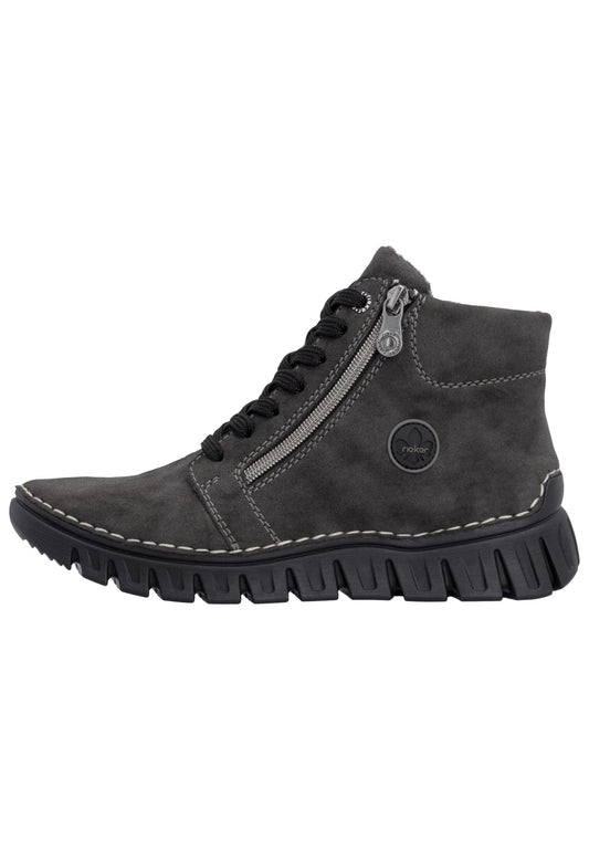 Rieker Stiefelette Lederimitat Anthrazit Warmfutter