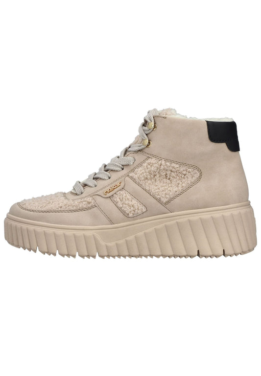 Rieker Stiefelette Lederimitat Beige/Schwarz Warmfutter