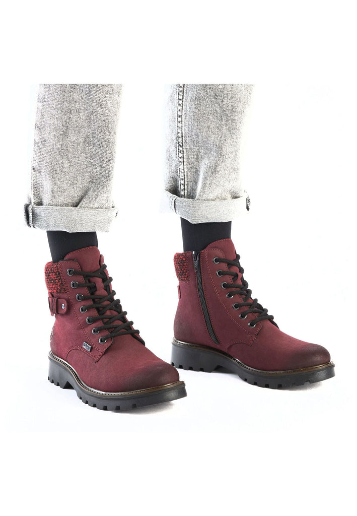 Rieker Stiefelette Lederimitat Bordeaux Warmfutter