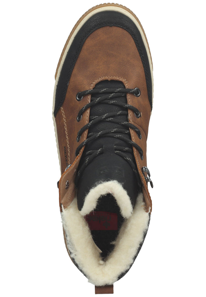 Rieker Stiefelette Lederimitat Braun/Schwarz Warmfutter