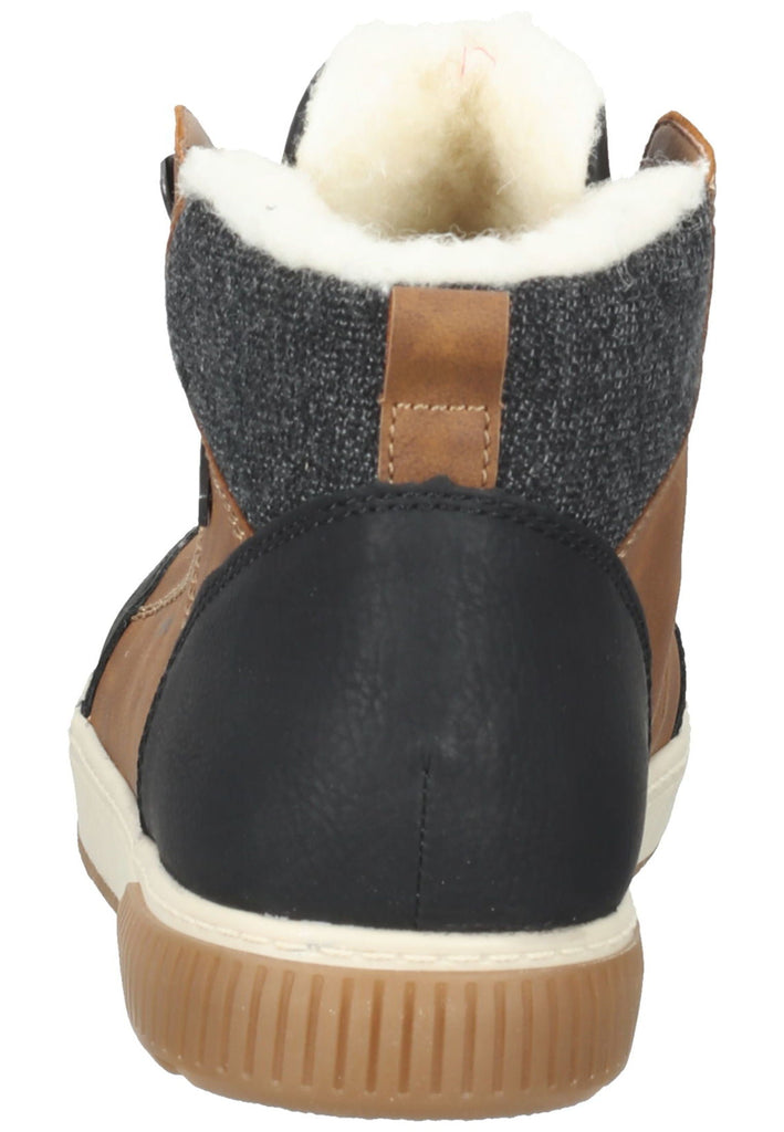 Rieker Stiefelette Lederimitat Braun/Schwarz Warmfutter