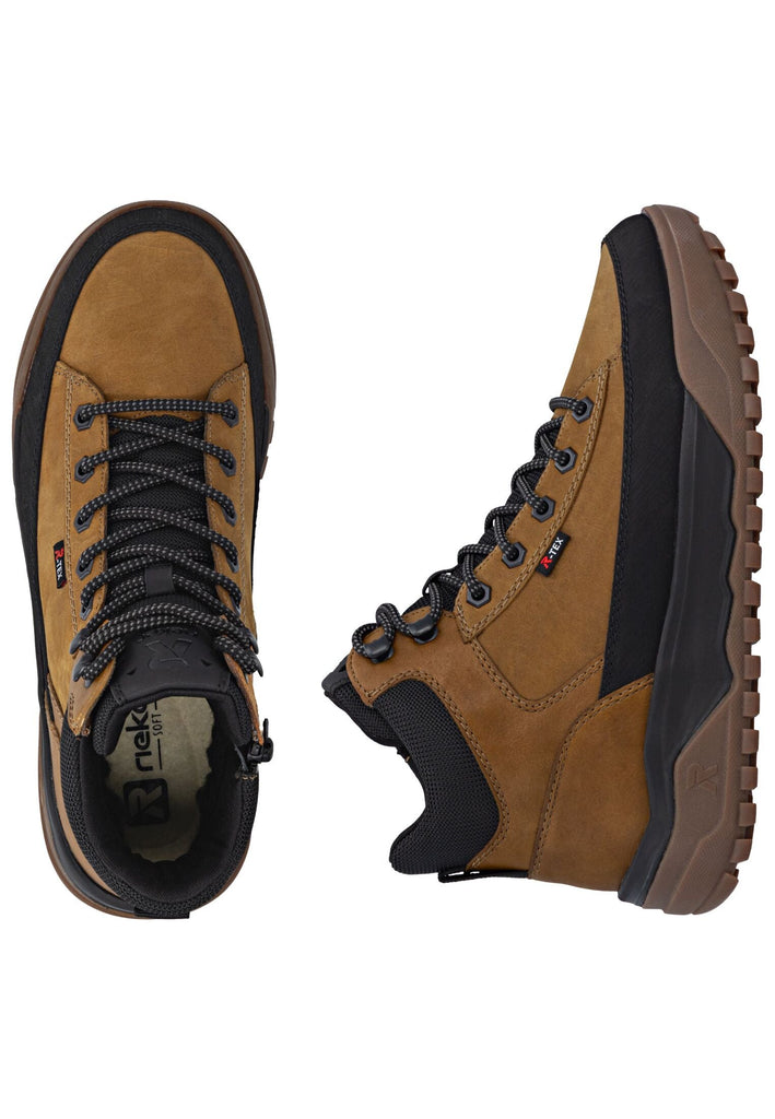 Rieker Stiefelette Lederimitat Braun/Schwarz Warmfutter