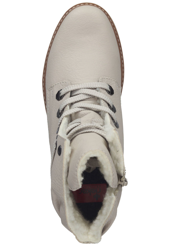 Rieker Stiefelette Lederimitat Creme Warmfutter