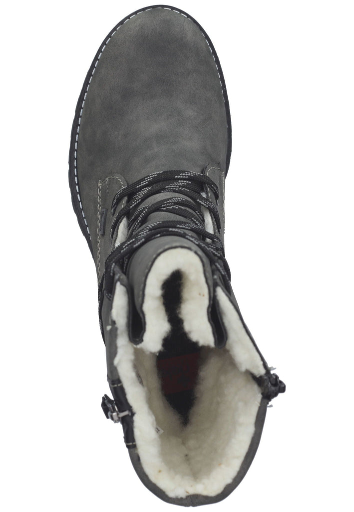 Rieker Stiefelette Lederimitat Grau/Schwarz Warmfutter