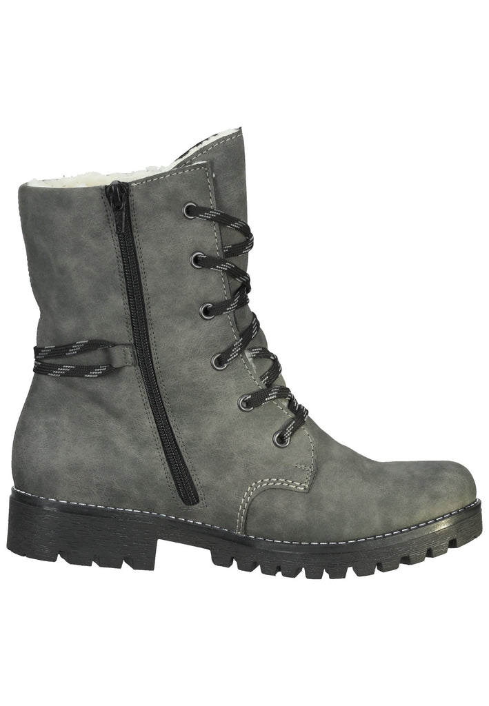 Rieker Stiefelette Lederimitat Grau/Schwarz Warmfutter