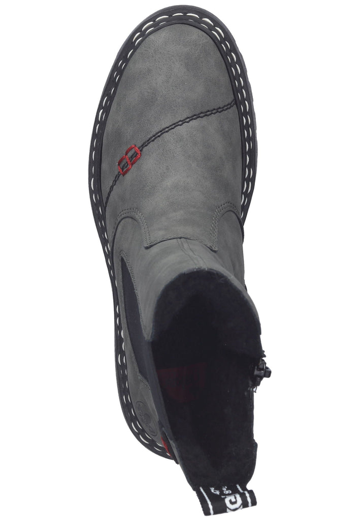Rieker Stiefelette Lederimitat Grau/Schwarz Warmfutter