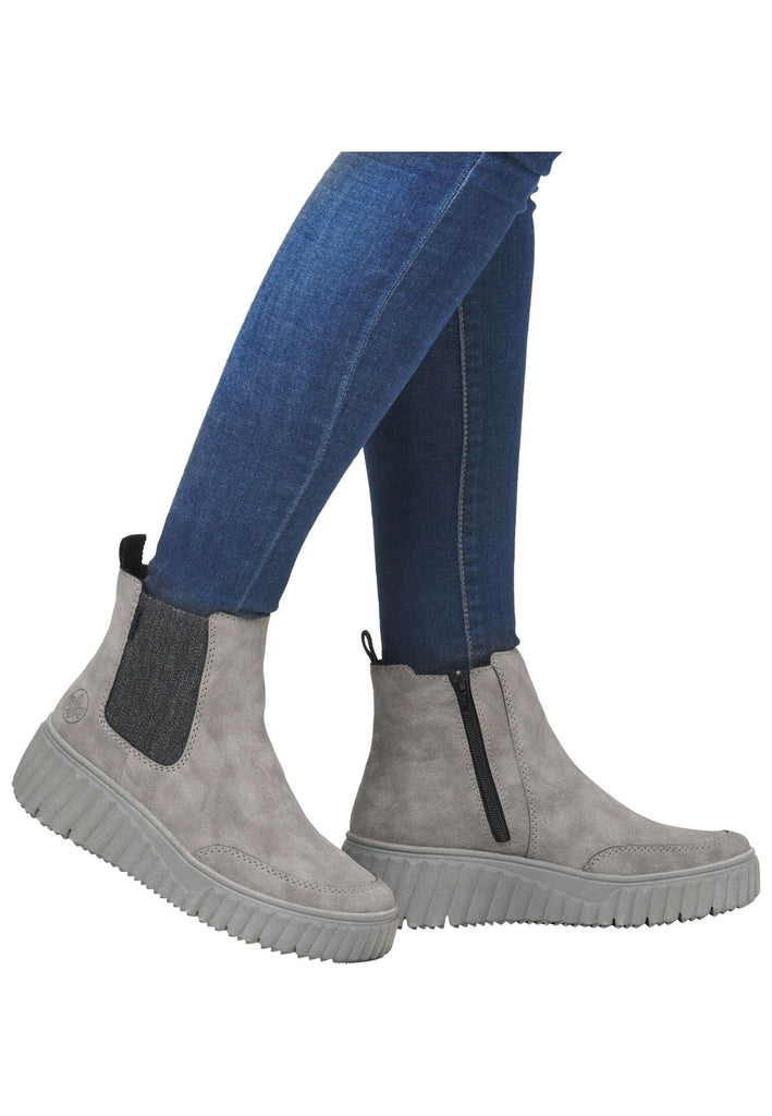 Rieker Stiefelette Lederimitat Grau Warmfutter