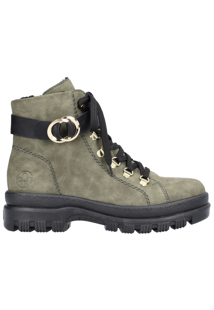 Rieker Stiefelette Lederimitat Grün/Schwarz