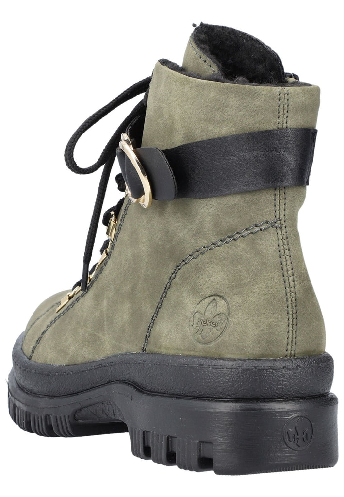 Rieker Stiefelette Lederimitat Grün/Schwarz